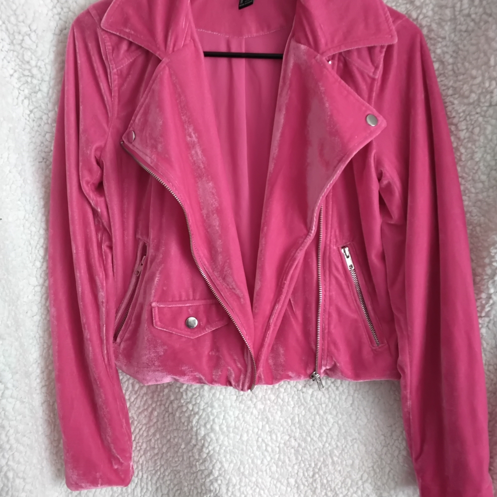 Forever 21 Pink Velvet Leather Jacket